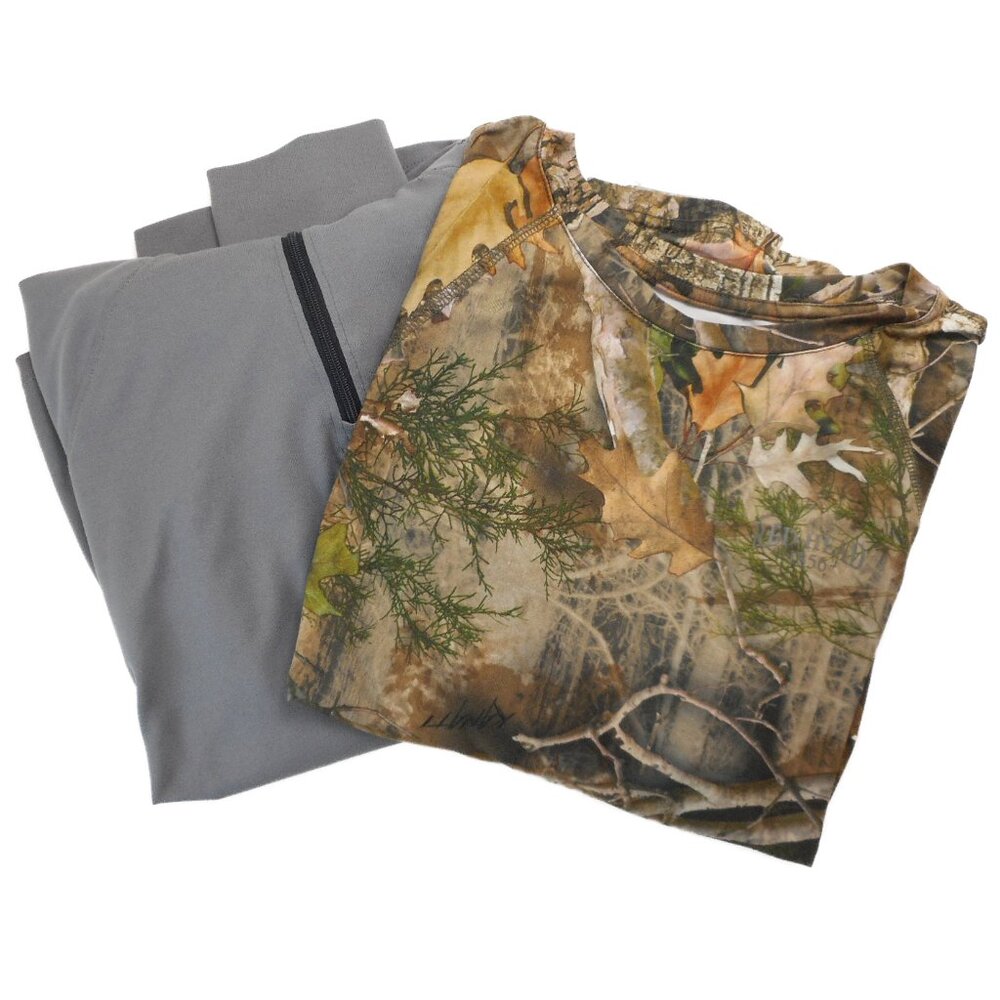 Boys Size M Long Sleeve Shirt Lot of 2 Red Head Camo and Under Armour Gray 1/4
